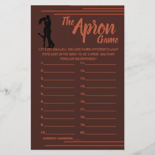 DONKER EN AARDS DE SCHORT DOUCHE SPEL KAART FLYER (Voorkant)