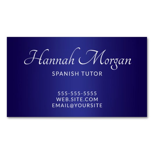 Donker en Deep Blue Ombre Elegant Script Magnetisch Visitekaartje (Voorkant)