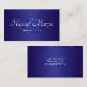 Donker en Deep Blue Ombre Elegant Script Visitekaartje (Voorkant / Achterkant)