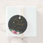 Donker en Goud Bloemen Liefde is Zoete Bruiloft Bedankjes Labels (In situ)