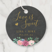 Donker en Goud Bloemen Liefde is Zoete Bruiloft Bedankjes Labels (Voorkant)