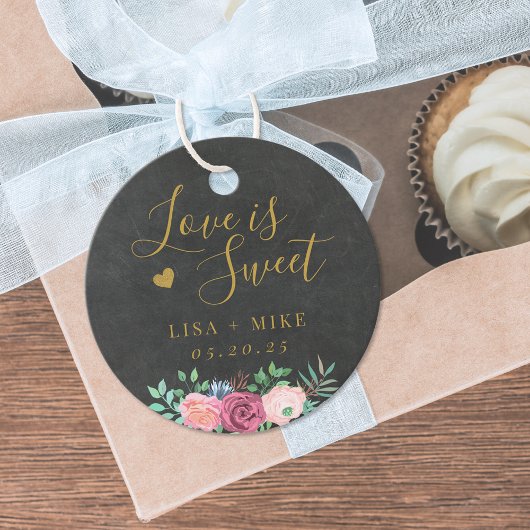 Donker en Goud Bloemen Liefde is Zoete Bruiloft Bedankjes Labels