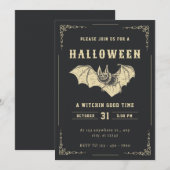 Donker en Goud Creatieve Halloween Feestuitnodigin Kaart (Voorkant / Achterkant)