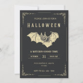 Donker en Goud Moderne Halloween Feest Uitnodiging (Voorkant)