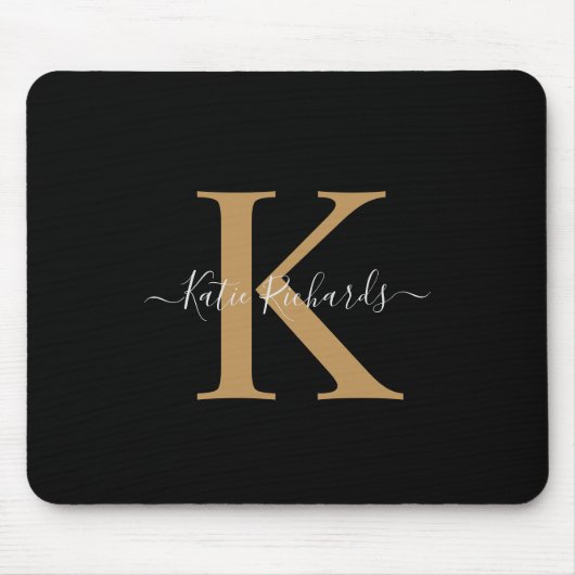 Donker en Goud Monogram Muismat (Voorkant)