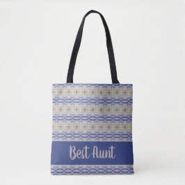 Donker en licht blauw tote bag