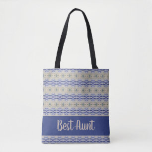 Donker en licht blauw tote bag