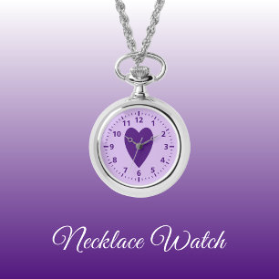 Donker en licht paarse liefde hart Ketting Watch