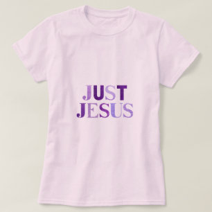 Donker en licht Paarse tinten glitter "Jesus" naam T-shirt