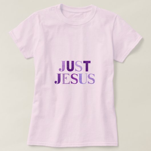 Donker en licht Paarse tinten glitter "Jesus" naam T-shirt (Design voorkant)