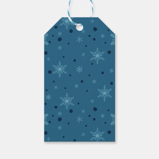 Donker en licht Turquoise Blue Snowflake Gift Labe Cadeaulabel (Voorkant)