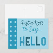 Donker- en lichtblauw. Alleen om hallo te zeggen Briefkaart (Voorkant / Achterkant)