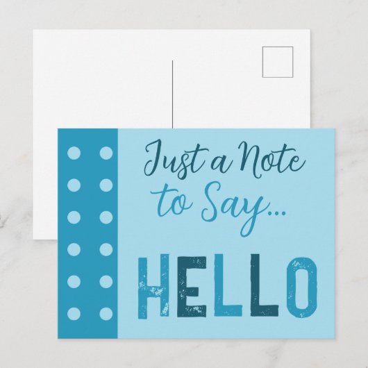 Donker- en lichtblauw. Alleen om hallo te zeggen Briefkaart (Voorkant / Achterkant)