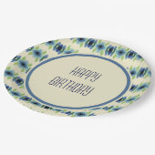 Donker en lichtblauw bloemig papieren bordje (Gekanteld)