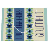 Donker en lichtblauw patroon groot cadeauzakje (Voorkant)