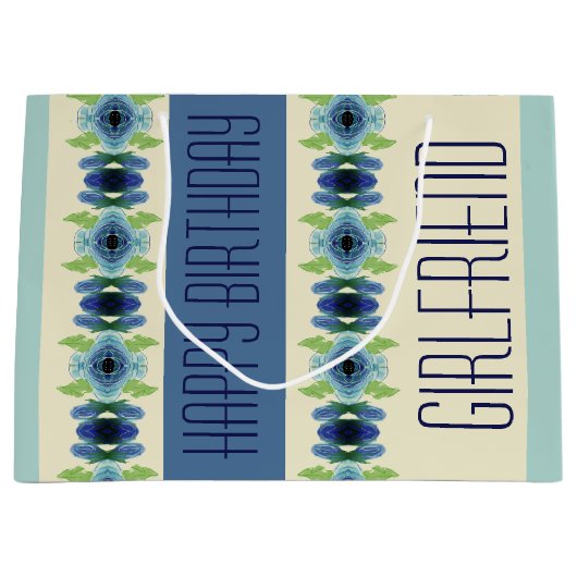 Donker en lichtblauw patroon groot cadeauzakje (Voorkant)