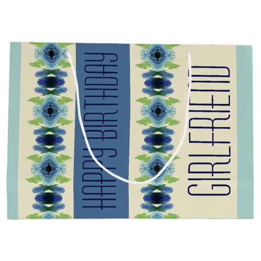 Donker en lichtblauw patroon groot cadeauzakje (Achterkant)