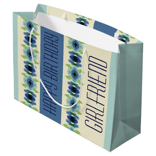 Donker en lichtblauw patroon groot cadeauzakje (Achterkant Gekanteld)