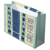 Donker en lichtblauw patroon groot cadeauzakje (Voorkant Gekanteld)