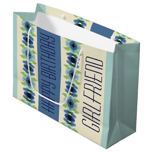 Donker en lichtblauw patroon groot cadeauzakje (Voorkant Gekanteld)