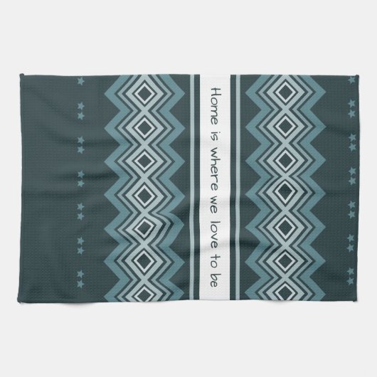 Donker en lichtblauw theedoek (Horizontaal)