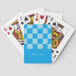 Donker en lichtblauw vierkant blokkenpatroon pokerkaarten
