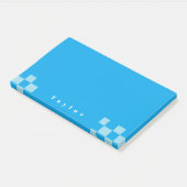 Donker en lichtblauw vierkant blokkenpatroon post-it® notes (Schuin)