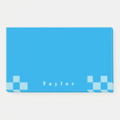 Donker en lichtblauw vierkant blokkenpatroon post-it® notes (Voorkant)