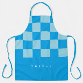 Donker en lichtblauw vierkant blokkenpatroon schort (Voorkant)
