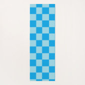 Donker en lichtblauw vierkant blokkenpatroon yogamat (Achterkant)