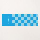 Donker en lichtblauw vierkant blokkenpatroon yogamat (Voorkant (horizontaal))