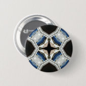 Donker en Lichtblauw Wit Design Ronde Button 5,7 Cm (Voorkant /achterkant)