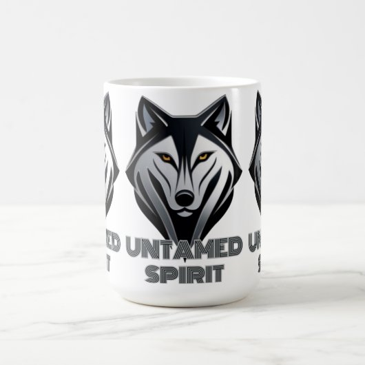 Donker en minimalistisch wolfontwerp met strakke l magische mok (Midden)