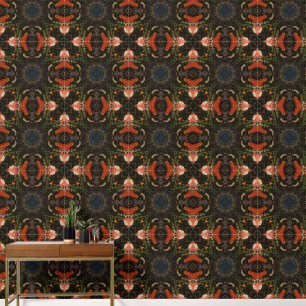 Donker en Moody Art Deco Botanisch Patroon Behang