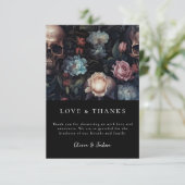 Donker en Moody Bloemen Gotisch Vrijgezellenfeest Bedankkaart (Staand voorkant)