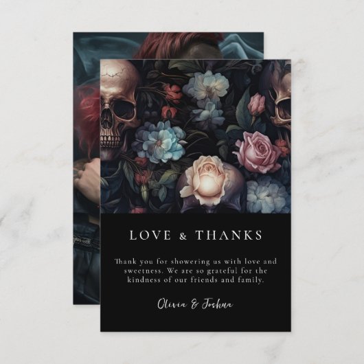 Donker en Moody Bloemen Gotisch Vrijgezellenfeest Bedankkaart (Voorkant / Achterkant)