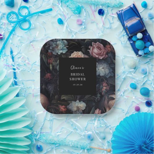 Donker en Moody Bloemen Gotisch Vrijgezellenfeest Papieren Bordje (Feest)