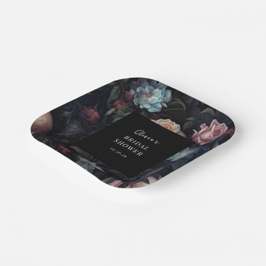 Donker en Moody Bloemen Gotisch Vrijgezellenfeest Papieren Bordje (Gebogen)