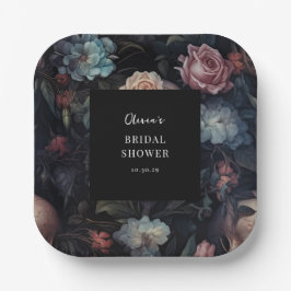 Donker en Moody Bloemen Gotisch Vrijgezellenfeest Papieren Bordje