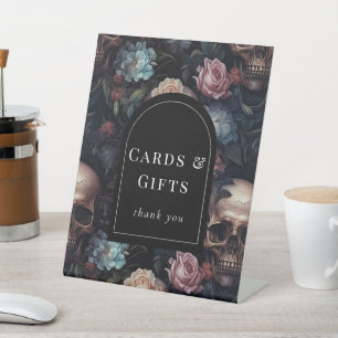 Donker en Moody Bloemen Gotisch Vrijgezellenfeest  Reclamebord Met Voetstuk