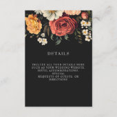 Donker en Moody Elegant Floral Black Wedding Informatiekaartje (Voorkant)