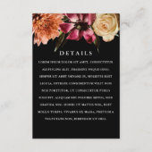 Donker en Moody Elegant Floral Black Wedding Informatiekaartje (Voorkant)