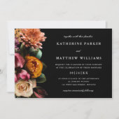 Donker en Moody Elegant Floral Black Wedding Kaart (Voorkant)