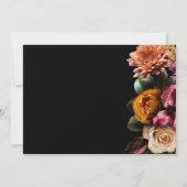 Donker en Moody Elegant Floral Black Wedding Kaart (Achterkant)