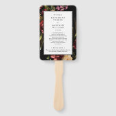 Donker en Moody Elegant Floral Black Wedding Progr Handwaaier (Voorkant)