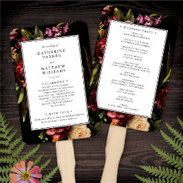 Donker en Moody Elegant Floral Black Wedding Progr Handwaaier