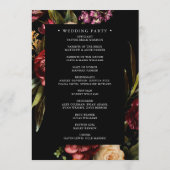 Donker en Moody Elegant Floral Black Wedding Progr Programmakaart (Achterkant)