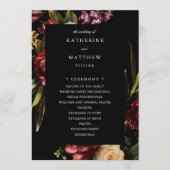 Donker en Moody Elegant Floral Black Wedding Progr Programmakaart (Voorkant)