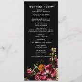 Donker en Moody Elegant Floral Black Wedding Progr Programmakaart (Achterkant)