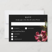 Donker en Moody Elegant Floral Black Wedding RSVP (Voorkant)